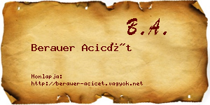 Berauer Acicét névjegykártya
